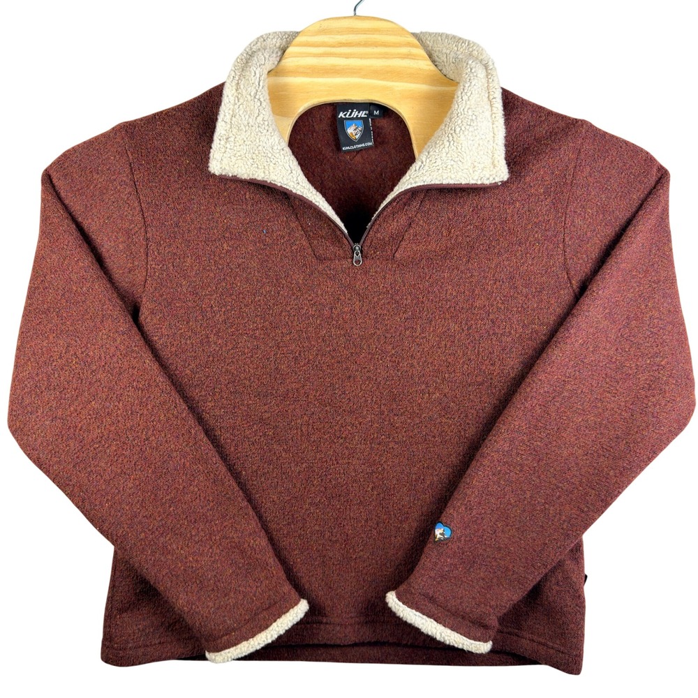 Kuhl Europa 1/4 Zip‎ Alfpacca Sweater Fleece Sherpa Collar Burgundy Size M